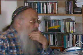 Reuven Goldfarb composing poetry